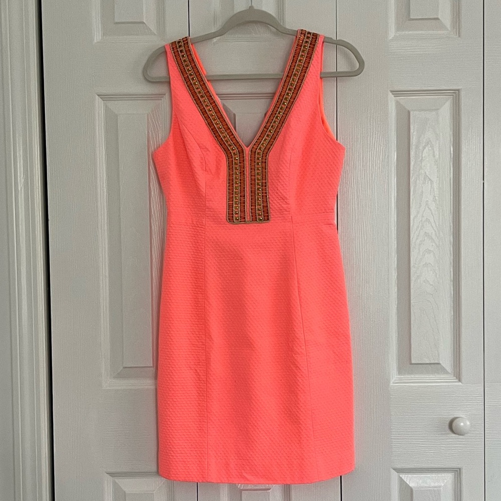 Size 2 electric coral Lilly Pulitzer Eliot shift dress